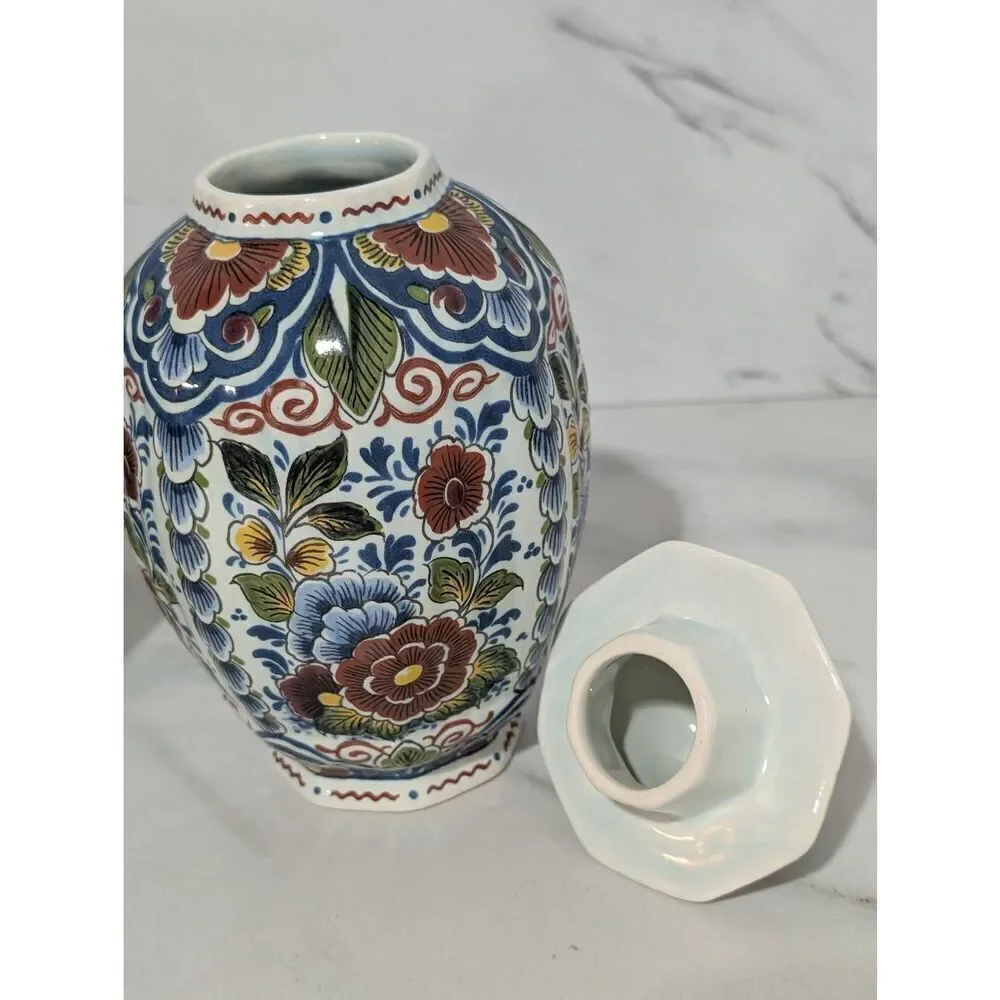 OUD Delft Made In Holland Matching Pair Signed Porcelain Hand Painted Jars